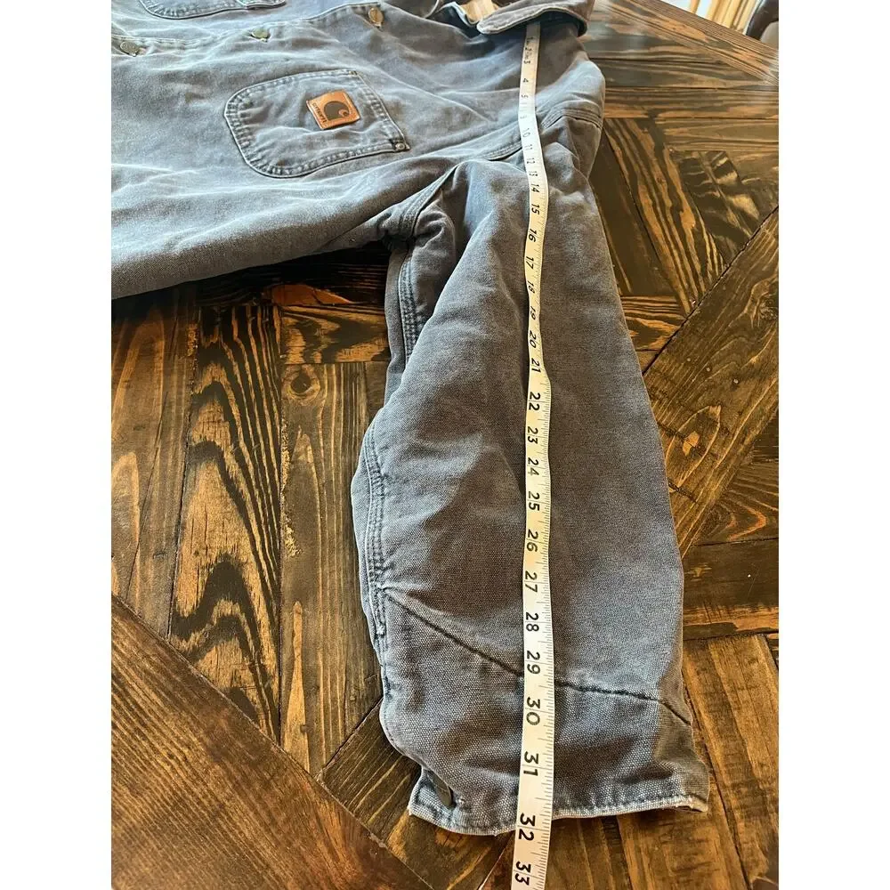 VTG Carhartt CO2PLT Blanket Lined Chore Jacket Men 2XL Aztec Grunge Blue Collar